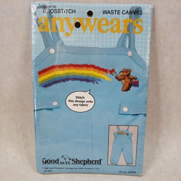 Vintage 1988 Any wears Cross Stitch Rainbow Bear #83654 Care bear looking - Picture 1 of 3